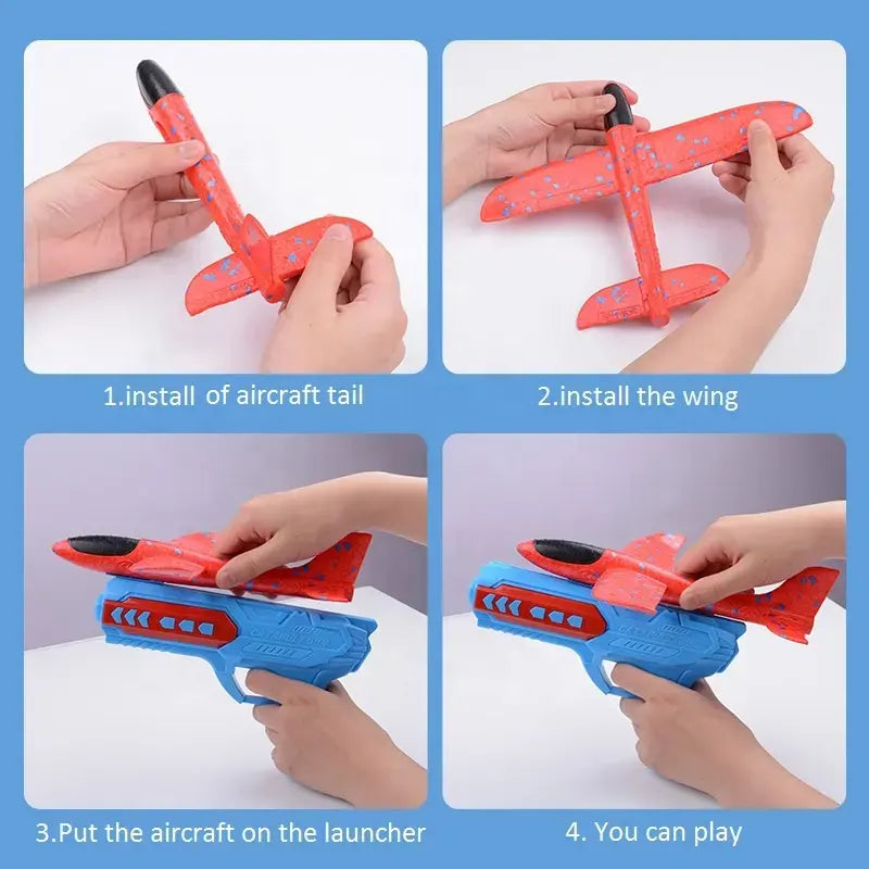 Airplane Toy Flying Toy for Kids One-Click Ejection Mode Glider Catapult Plane Regular
