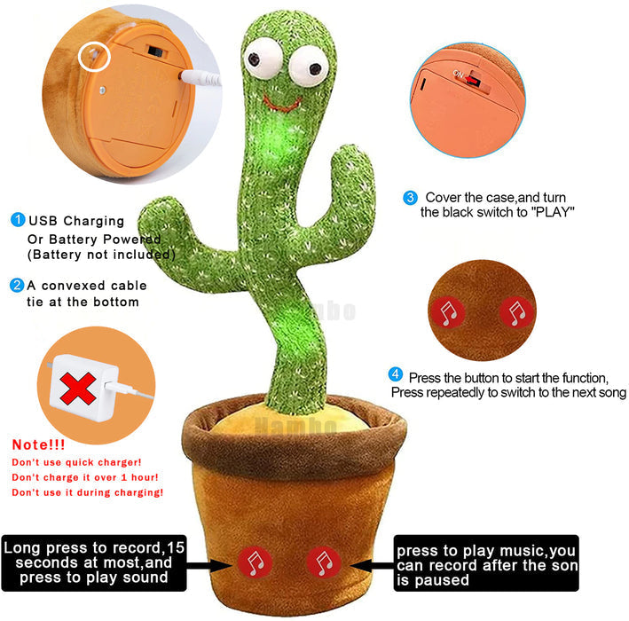 Cute Dancing And Talking Cactus Toy For Kids
